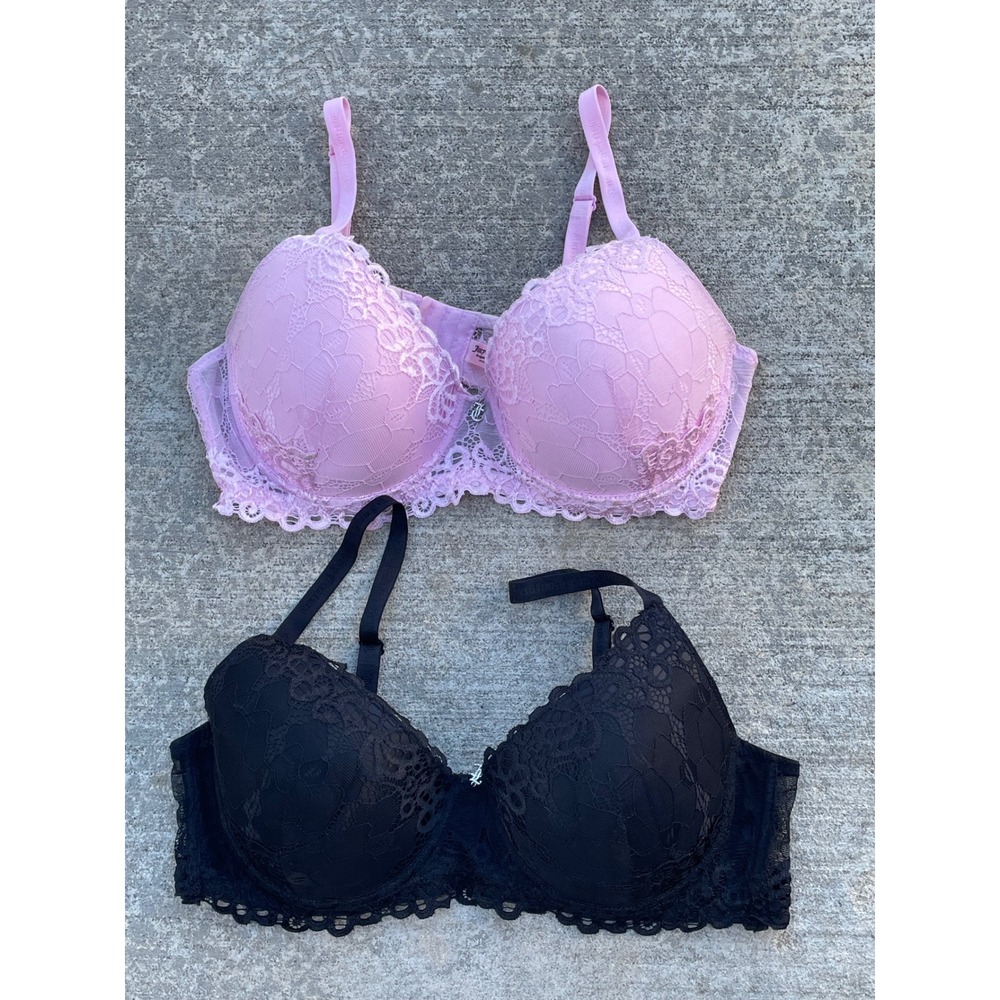 Juicy Couture Lace Push Up Bra Set 2 Pack Pink Black 40C 4162-70